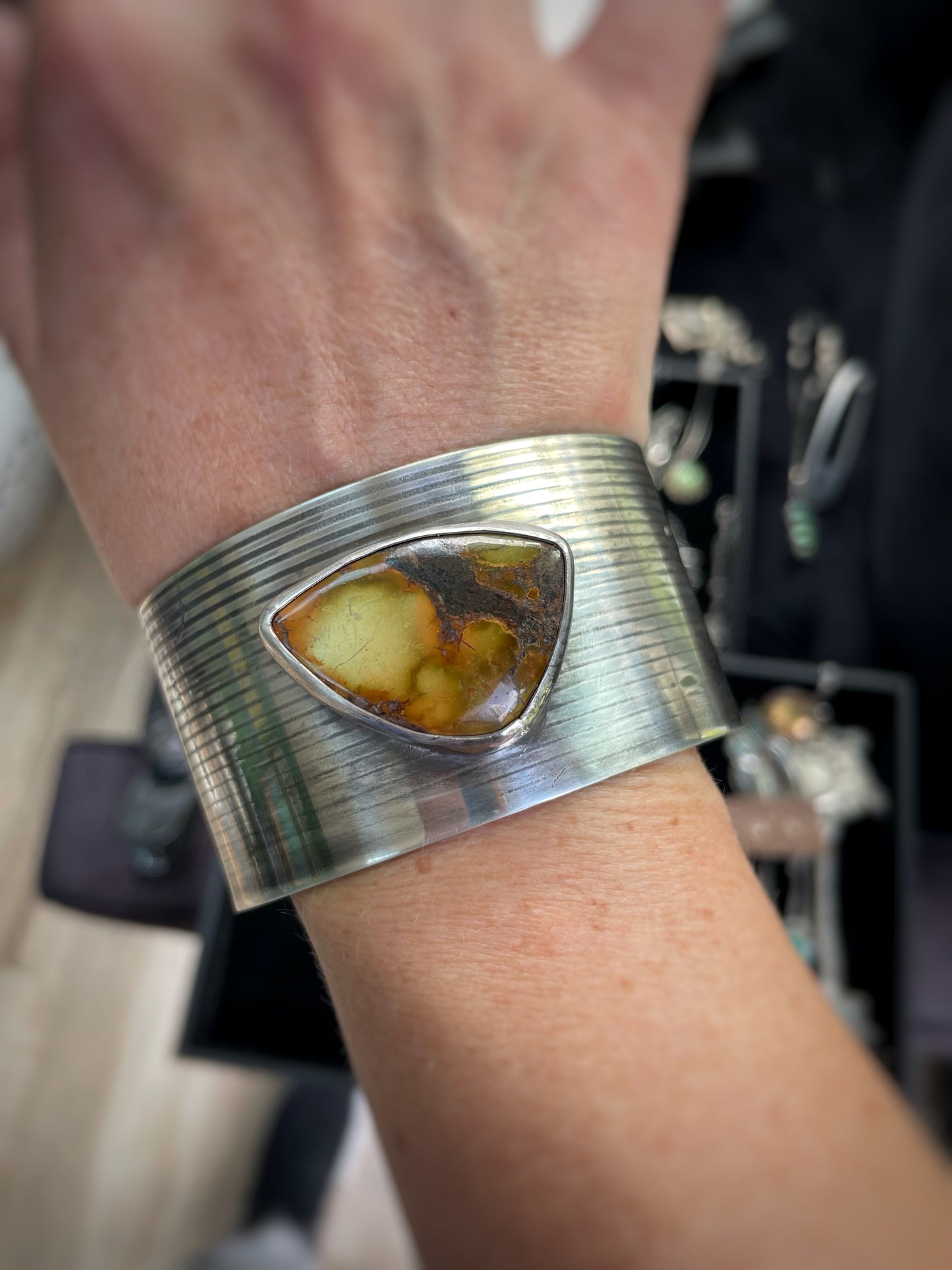 Large Bamboo Mountain Turquoise Cuff