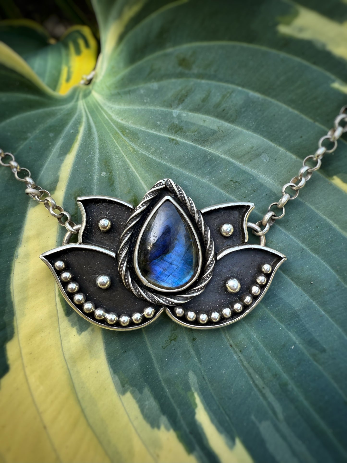 Lotus Necklace, Labradorite