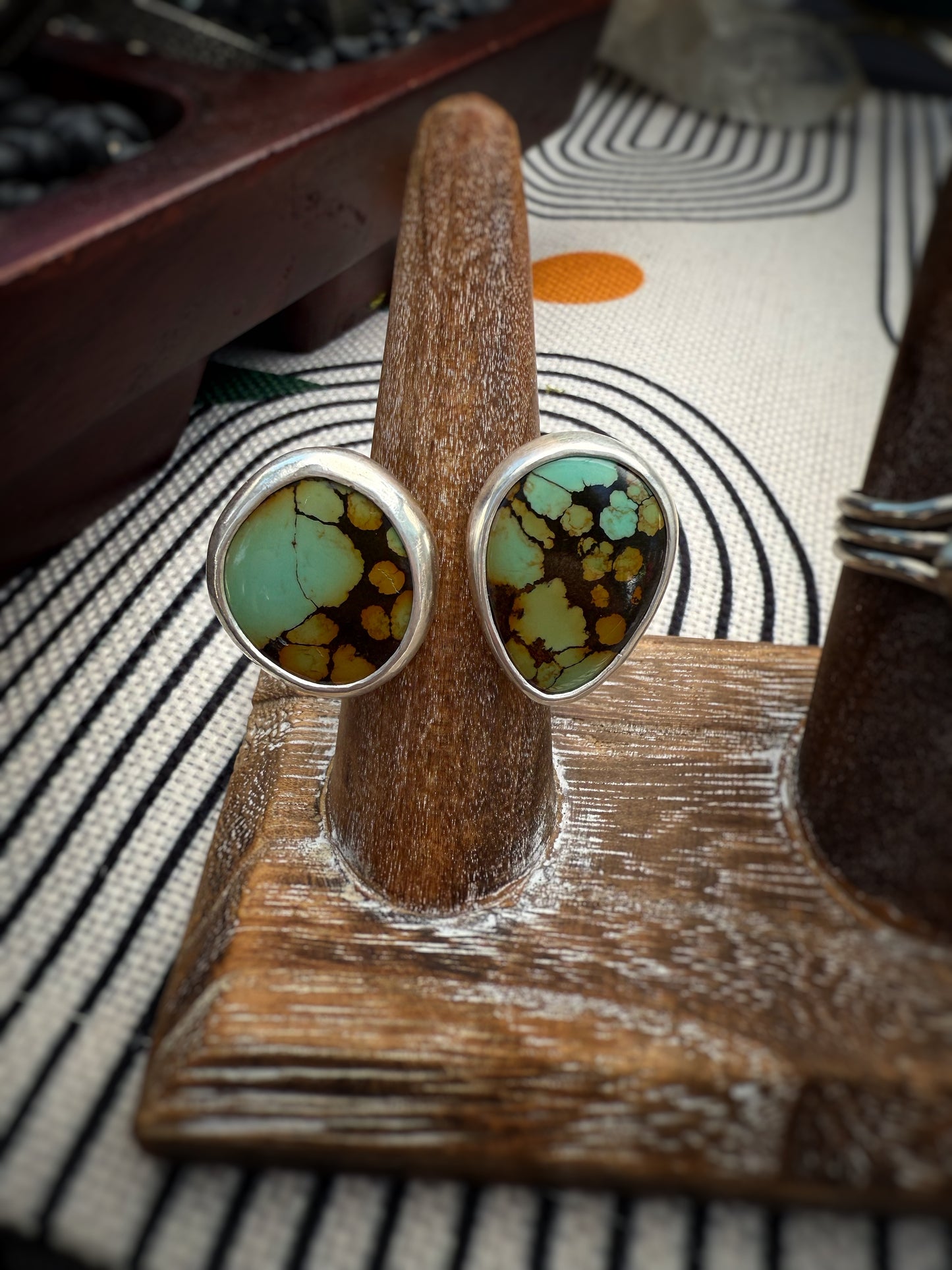 Open Shank Double Turquoise Ring