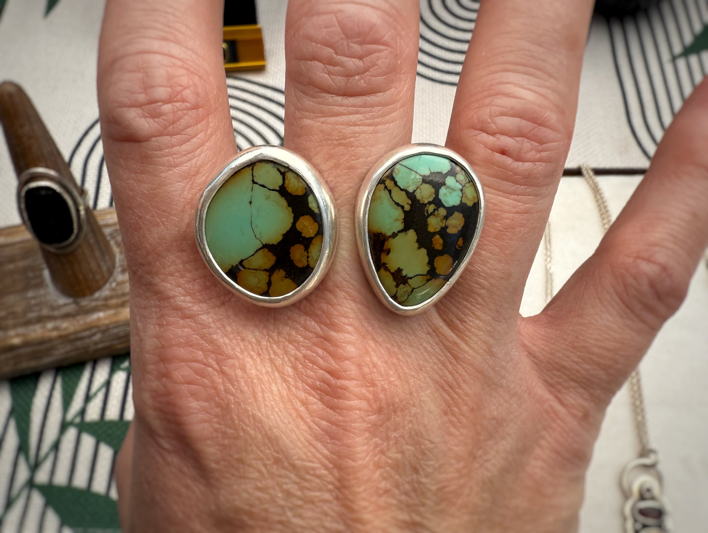 Open Shank Double Turquoise Ring