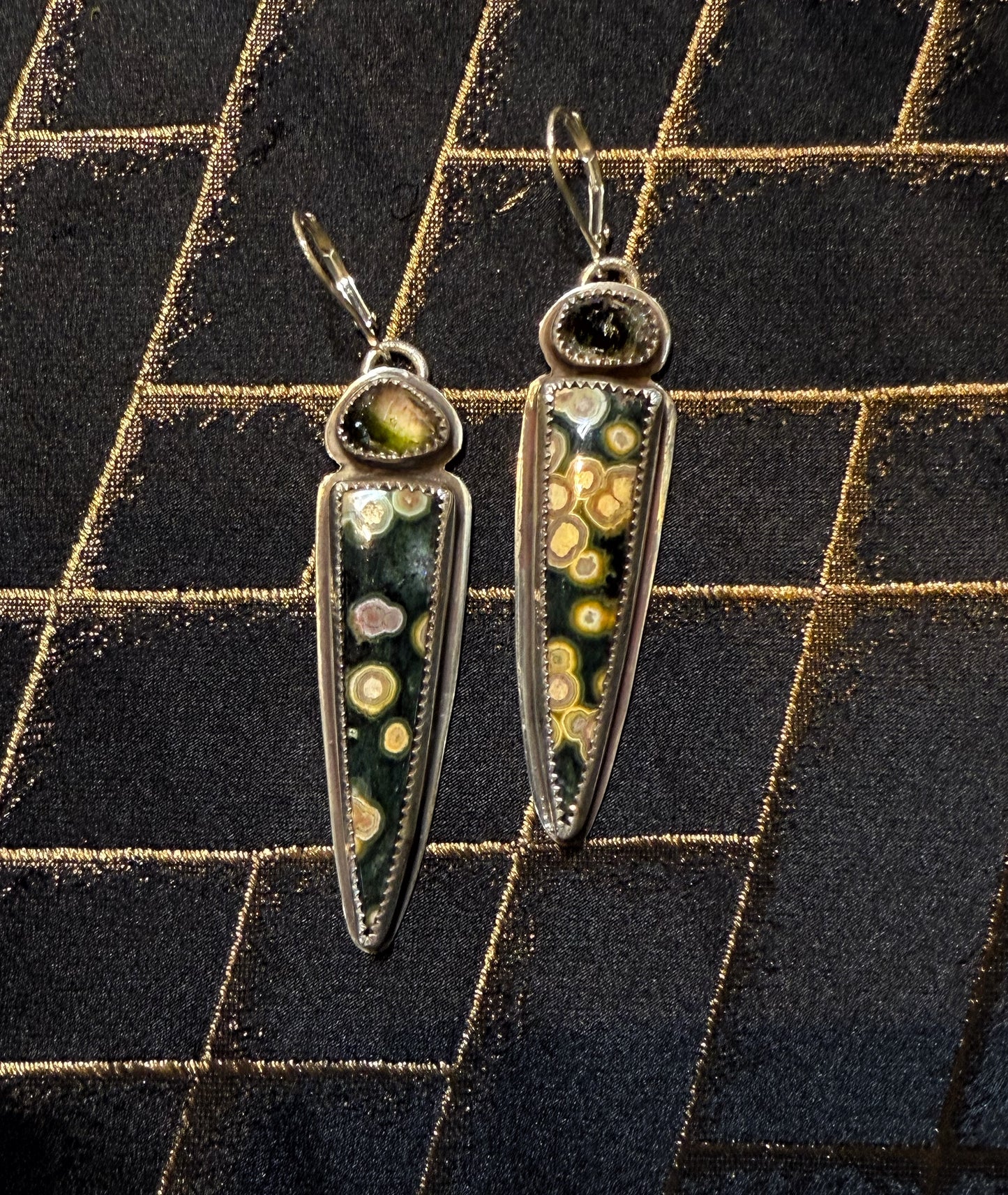 Orbicular Jasper & Tourmaline Earrings