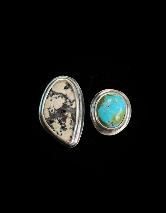 Sonoran Turquoise + Dalmation Jasper Ring - Fits Sizes 7-8.5