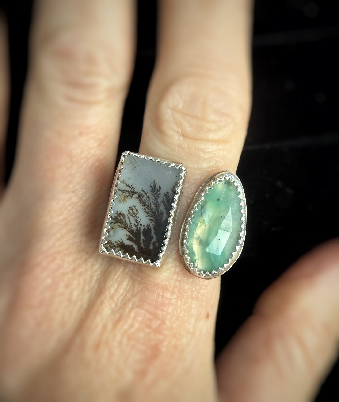 Double Agate Open Shank Ring