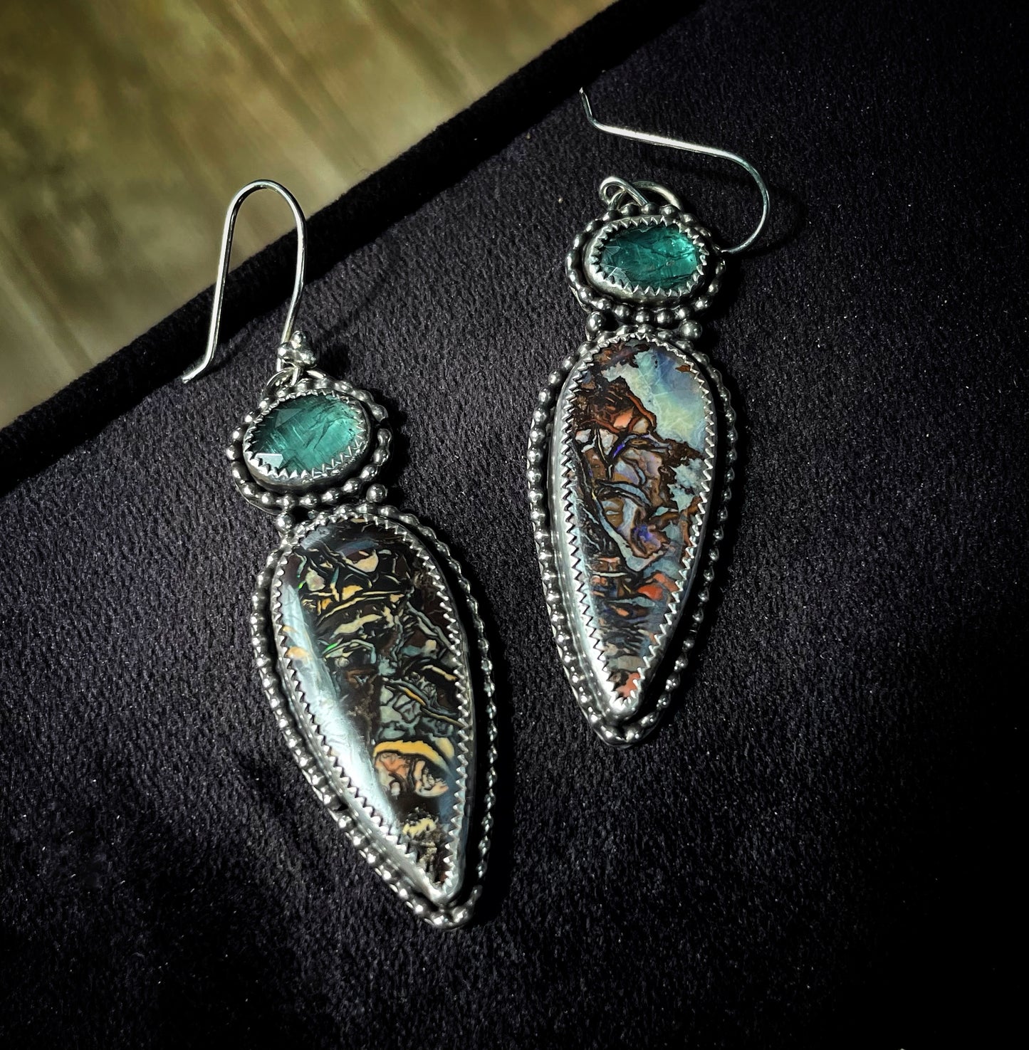 Boulder Opal Kyanite Earrings