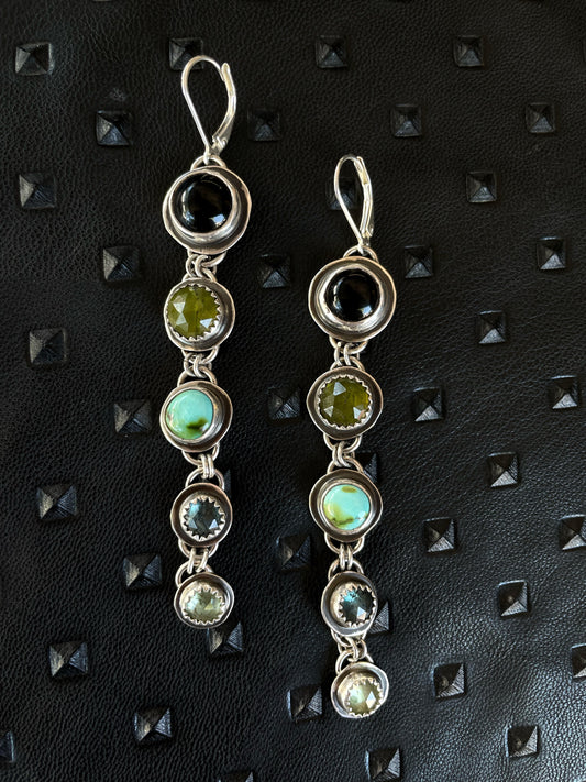 5 Stone Drop Earrings