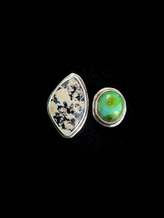 Sonoran Turquoise + Dalmation Jasper Ring - Fits Sizes 7-8.5