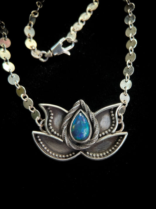 Ethiopian Opal Lotus Necklace