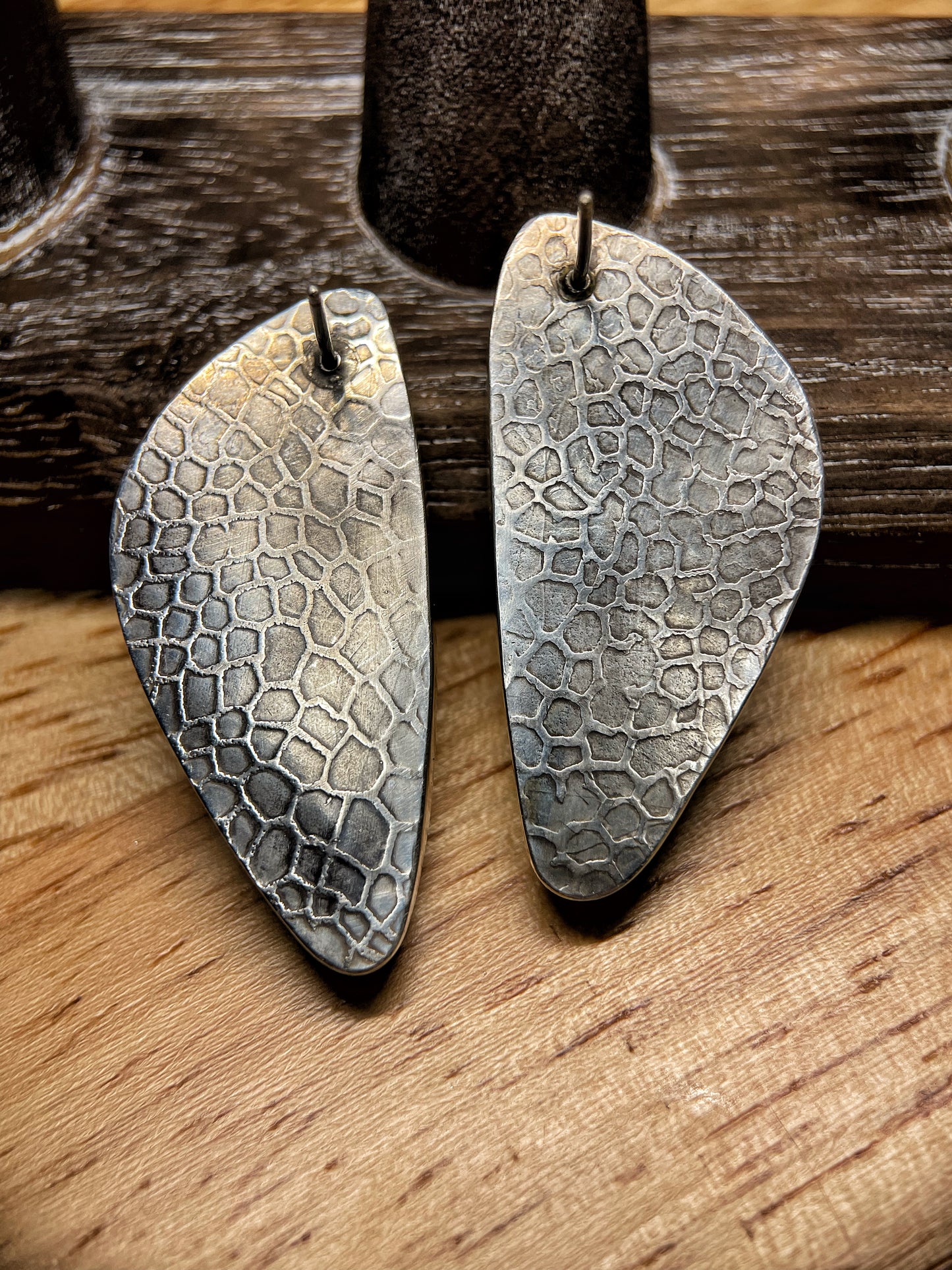 Snake Skin Agate Earrings with Snakeskin Back Detail