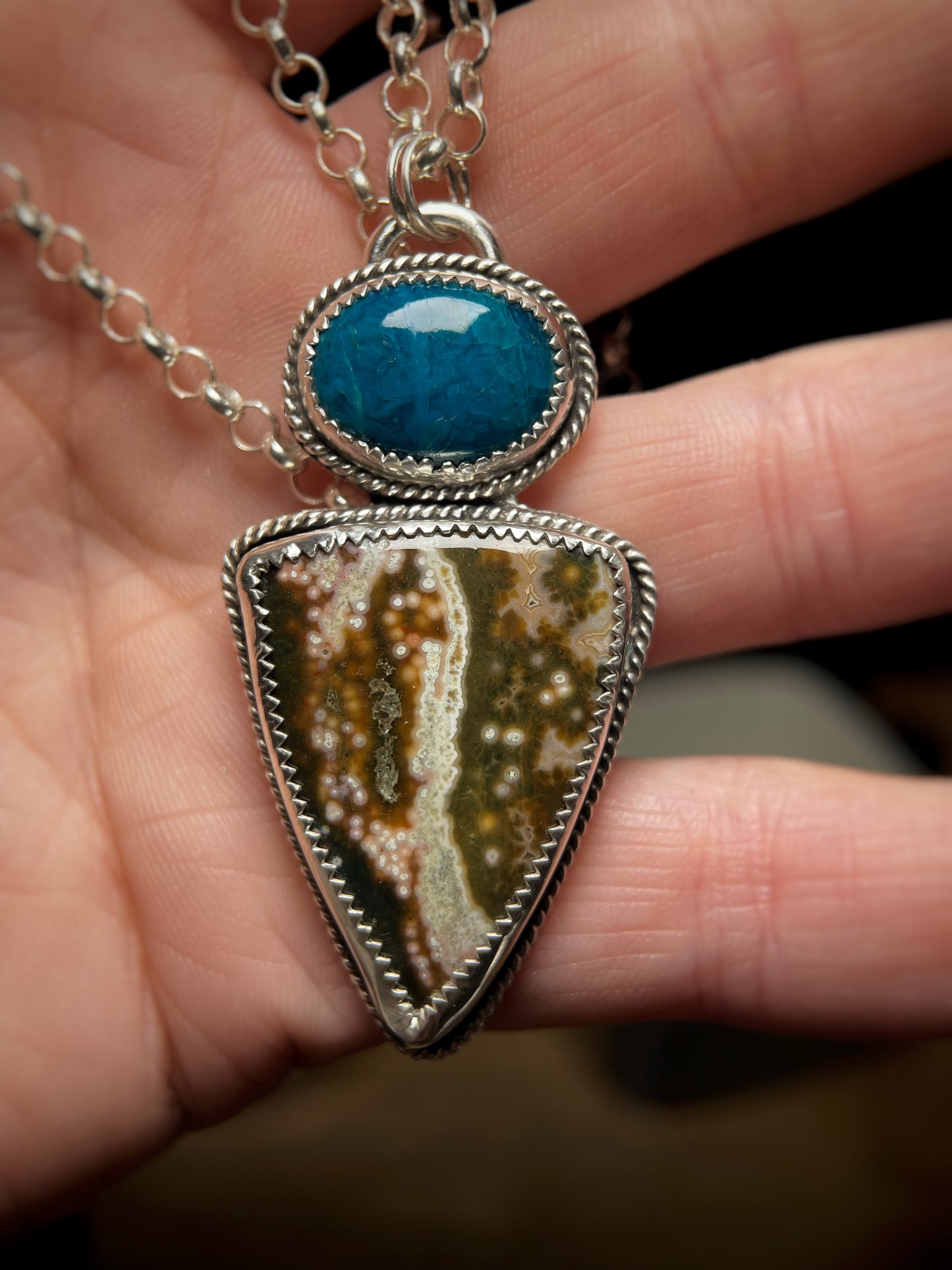 Chrysocolla & Ocean Jasper Pendant